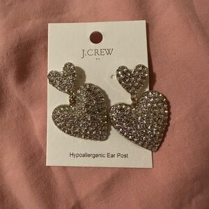 J crew sparkle heart earrings NEW